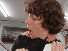 Curly boy sucks dick wet and gets anal drilled in sexy positions