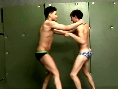 Sexy males pose naked when they play dirty oral games