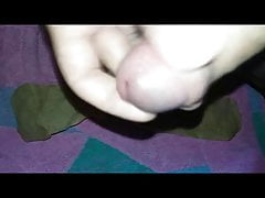 Finger insertion, at the end of stockings cumming