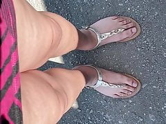 Sissy Slutwalk In Skirt and Sandals