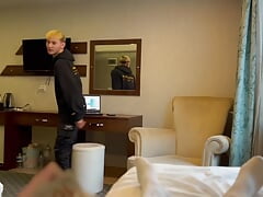 The guy affected his straight work colleague a blowjob