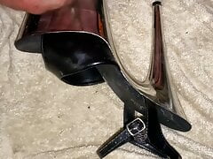 cumshot on a pleaser platform heel