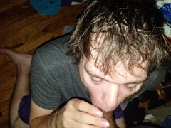 Gulping big black cock flow