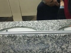 Daddy makes me cum in public bathroom