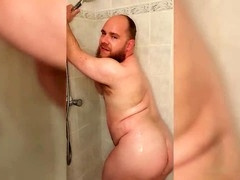 Horny guys, fur covered, fat shower