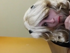 Sissy Crossdresser Takes on BBC for a Sloppy Blowjob