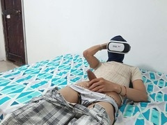 Goky gets off while watching hot porn through his VR headset