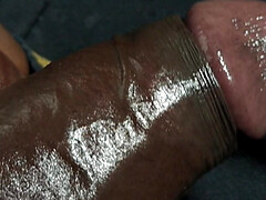 Stroking BBC With Oil In Public at work