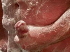 Jerkin in the shower, soapy lube