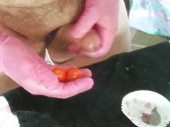 Cocktail Tomatoes with a shot of sperm