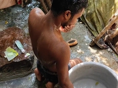 Two College Boys Are Parking Their Car And Taking Bath In Cold Water In The Village - Indian Gay Movies In Hindi With Gay Boy