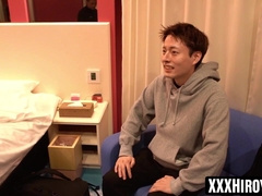 Asian stud Hiroya bounds Kou for some edging and kinky ass training