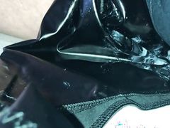 Homemade Huge Cock Jerk  down on Subs Latex lingerie