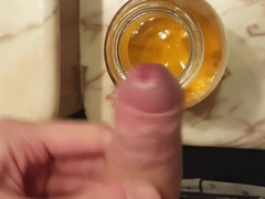 Urinating in a jar to flash off all my golden yellow liquid (because one of you asked me to)