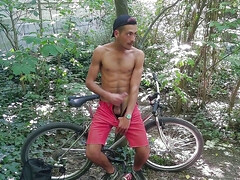 Theo Jerk-off on a bicycle