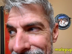 The giant daddy Richard Lennox is so disgusting with nuts stuck on his teeth