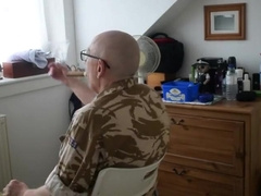 A headshave and a cigar for Captain S.