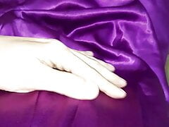 Pissing and autocum with satin purple dress