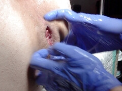 Anal training - a very close up shot