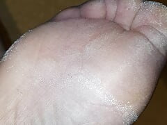 Warm cum on my nylon feet