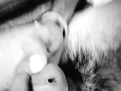 Closeup look of hole in big dick. Experimental masturbation porn.