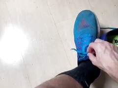 Enjoying my smelly feet, shoes and undies after a long day