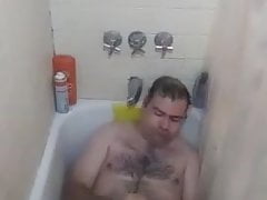 NerdyBiBear - shower dry hump and stroke