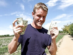 Tatted-up straight guy takes a facial after anal