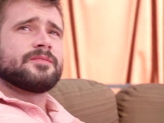 Hunks fuck gay waiter with their big cocks in a threesome