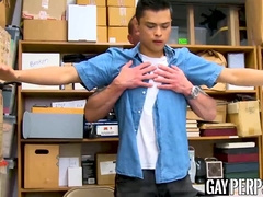 Lovely tiny twunk disrobed and penetrated by macho guard