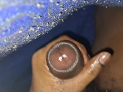 Hand-Job to a fat black penis