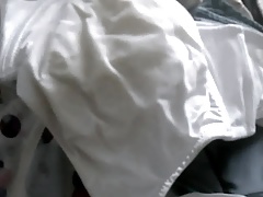 cum on her white bra .