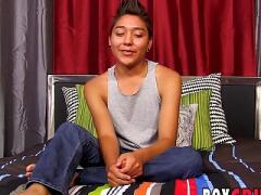Gay Latino takes his clothes off to finger his ass