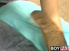 Skinny teen Seth sucks on rock hard cock from tattooed buddy