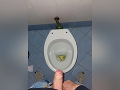 A Young Guy Went Into A Dirty Public Toilet To Pee And Jerk Off