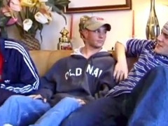 Curious threesome enjoy sucking and stroking together
