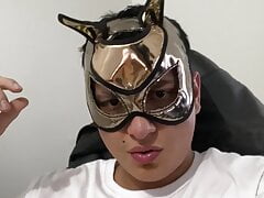 masked man masturbates in his best friend's living room