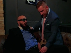 Dude in a sexy blindfold accepts the inevitable