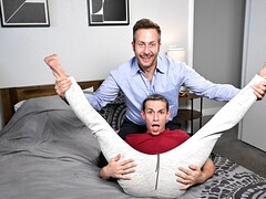 Stepdad teaches young hunk how to suck cock and endure anal