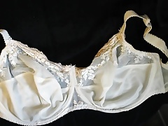 cuming on my wife's white bra