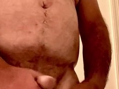 Bearded guy has a solo session in the bathroom