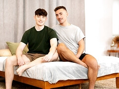 Twink and his older stepbrother share naughty homemade gay sex