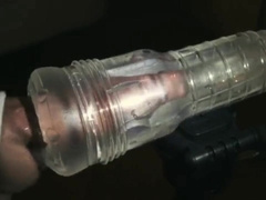 Engorged sinewy fuckpole fleshlight stroking