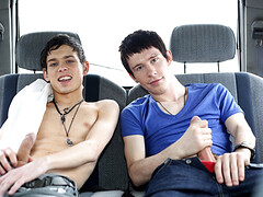 Hard anal bang in the back of a van for Aaron Aurora and Josh Parker