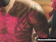 Damian Dragon sprays his sticky load while riding my horny penis