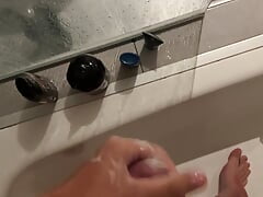 Stroke my hard cock with a lot of Soap in hot Shower