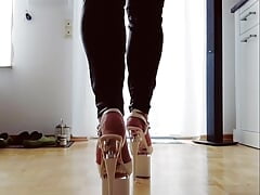 Showing My White Strappy Plateau Heels