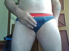 Fetish wank in skin tight Athletics shorts