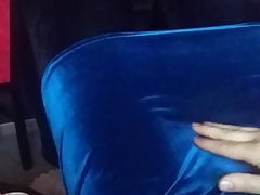 Crossdresser in blue velvet dress