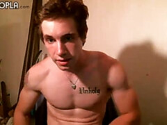 Muscular hottie Eric Morning jerking off furiously in a gay porn vid